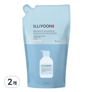 일리윤 세라마이드 아토 6.0 탑투토 워시 무향 리필, 500ml, 2개