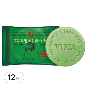 뷰카 7곡 뽀득뽀득 각질 세신 때비누 프레쉬향, 100g, 12개