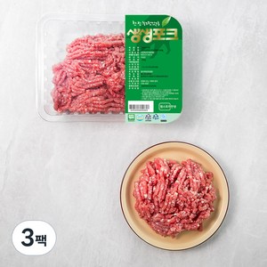 생생포크 한돈 무항생제 인증 뒷다리 다짐육 (냉장), 500g, 3팩