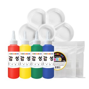 스노우키즈 감성물감 140ml 4종 + 백토팔레트 + 놀이폼 2p 세트, 4색