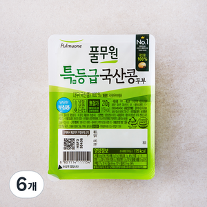 풀무원 국산콩두부 부침용, 210g, 6개