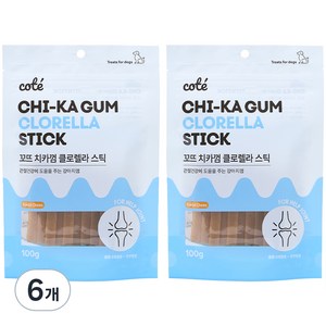 꼬뜨 치석 제거 치카껌 강아지 간식, 클로렐라, 100g, 6개