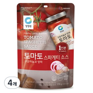 청정원 토마토 스파게티소스 싱글파우치, 170g, 4개