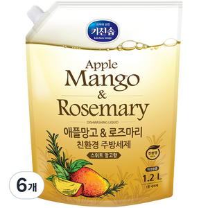 키친솝 애플망고 앤 로즈마리 친환경 주방세제, 1.2L, 6개