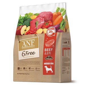 ANF 생후 4개월 이상 인도어 독 식스프리 건식사료, 소, 2kg, 1개