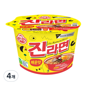 오뚜기 진라면 매운맛 용기 110g, 4개