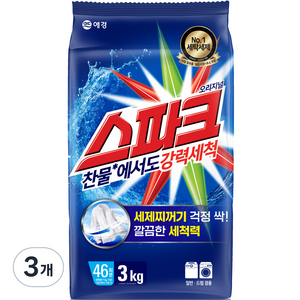 스파크 분말 세탁세제 리필, 3kg, 3개