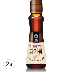 청정원 고소한 건강생각 참기름, 160ml, 2개