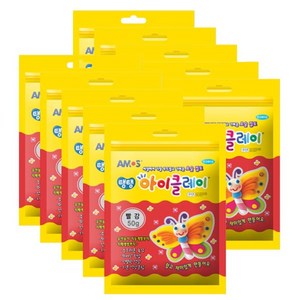 아모스 탱탱 아이 클레이 파우치 10p, 빨강, 50g, 10개