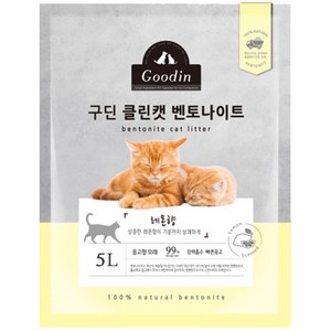 구딘 응고형 클린캣 벤토나이트 고양이 모래, 5L, 1개, 레몬향