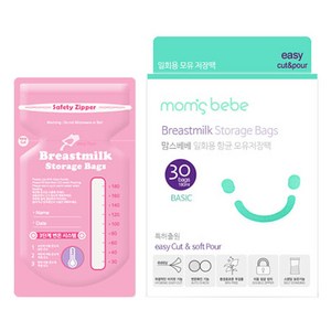 맘스베베 국내 제조 베이직 일회용 모유저장팩 180ml, 30개입, 1개