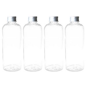 병도매닷컴 DT400 투명 음료용기 알루미늄 실버캡, 400ml, 4개