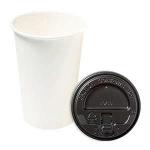더빈썸 무지 종이컵 380ml + 개폐 블랙뚜껑 세트, 100개입, 2개