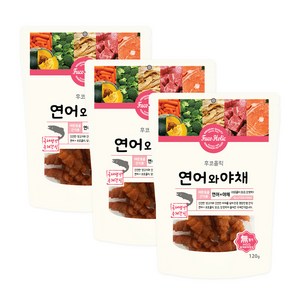 후코홀릭 강아지 간식, 연어 + 야채 혼합맛, 120g, 3개