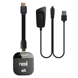 넥시 무선 스마트폰 미라캐스트 미러링 동글 NX-MHL912-4K, 블랙, 1개