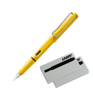 LAMY 사파리 만년필 + 잉크카트리지 2p, EF, 옐로우(만년필)