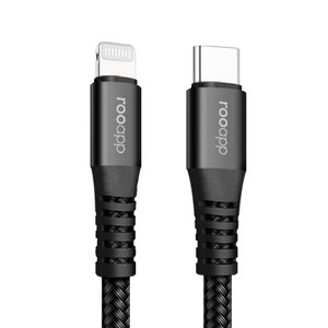 루앱 USB C to 라이트닝 8핀 고속 충전 케이블 1m, 블랙, 1개