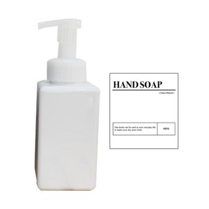 뉴앤룩 사각 리필 용기 거품형 450ml + 핸드솝 스티커 세트, 1세트, 화이트