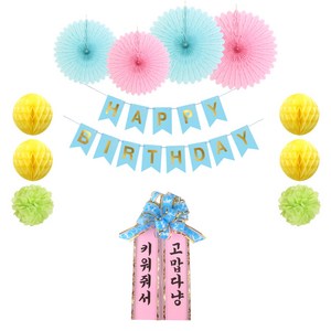 반려동물 화환 생일파티세트 키워줘서 고맙다냥, 블루, 1세트