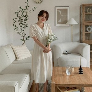 린다샵 크루나 리본 퍼프 플레어 롱원피스 OPS6545K16