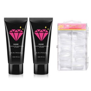 고고블랑 네일연장 폴리젤 30ml 세트, 폴리젤 클리어 + 클리어핑크 + 연장팁 일반형 100p + 구성품 3종, 1세트