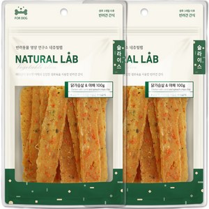 내츄럴랩 슬라이스 강아지간식, 혼합맛(닭가슴살/야채), 100g, 2개