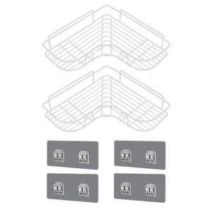 스타리움 무타공 코너 접착식 욕실 선반, 화이트, 2개