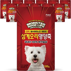 푸르미 강아지 몬스터 굿 라이프 영양죽, 삼계오리, 120g, 12개