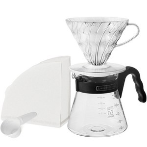 하리오 V60 커피 입문 핸드드립 세트, 서버 600ml + 드리퍼 + 계량스푼 + 여과지 40p, 600ml, 1세트