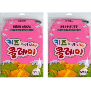 키즈 클레이 2p, 분홍, 500g, 2개