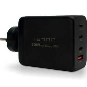 이탑 200W GAN 초고속 C타입 USB 멀티 충전기, 블랙, 1개