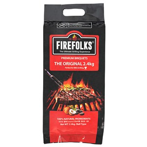 FIREFOLKS 더 오리지널 바비큐 캠핑 BBQ 차콜 숯, 2.4kg, 1개