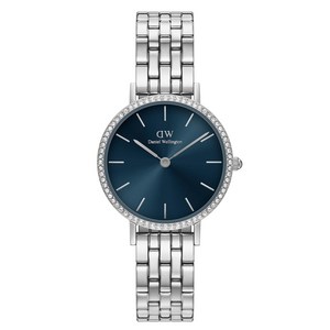 다니엘웰링턴 여성용 PETITE LUMINE BEZEL 5 LINK ARCTIC 크리스탈 시계 28mm