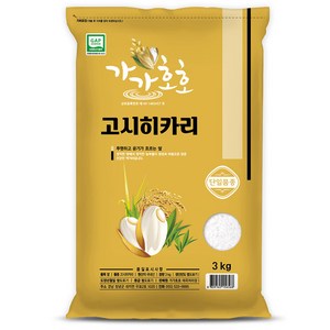 가가호호 2024년산 햅쌀 고시히카리 쌀, 특등급, 3kg, 1개