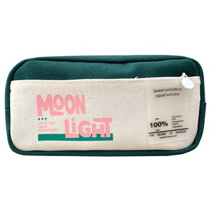 동아피엠에스 MOON LIGHT 대용량 캔버스 소재 멀티 펜슬 파우치, 그린, 1개