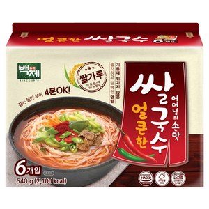 백제 용기 쌀국수 얼큰한맛, 90g, 6개