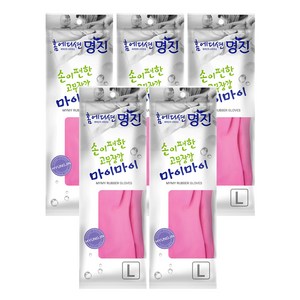홈에디션명진 손이편한 마이마이 고무장갑, 분홍, 대(L), 5세트