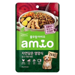 풀무원아미오 전연령 강아지 자연담은 영양식 습식사료, 닭, 50g, 1개