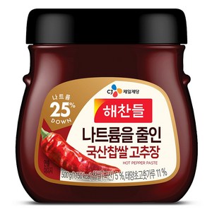 해찬들 나트륨을줄인 찹쌀 고추장, 500g, 1개