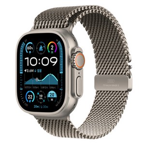 Apple 정품 2024 애플워치 Ultra 2 티타늄 밀레니즈 루프, 49mm, GPS+Cellular, 내추럴 / 내추럴, Small