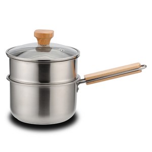 발룬피니 인덕션 IH 3중바닥 원목핸들 혼합 냄비, 16cm찜기겸용편수, 1개