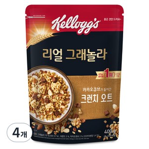 켈로그 리얼 그래놀라 크런치오트 시리얼, 400g, 4개