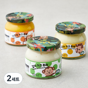 cle 7개월 이후 이유식 치즈 퓨레 150g x 3종 세트, 혼합맛(단호박/치즈), 혼합맛(고구마/치즈), 혼합맛(감자/치즈), 2세트