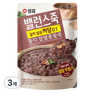 샘표 밸런스죽 동지 찹쌀통팥죽, 420g, 3개