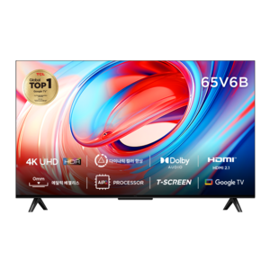 TCL 4K UHD LED HDR 구글 스마트 TV, 164cm(65인치), 65V6B, 벽걸이형, 방문설치