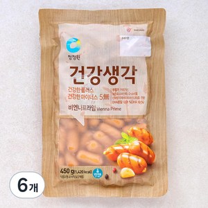 청정원 건강생각 비엔나 프라임, 450g, 6개