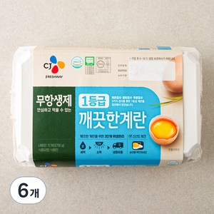 CJ 무항생제 인증 깨끗한계란 780g, 15구, 6개