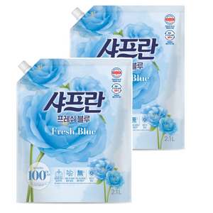 샤프란 섬유유연제 프레쉬 블루 리필, 2개, 2.1L