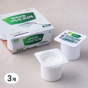 풀무원 다논 그릭 시그니처 플레인 요구르트 컵 4입, 320g, 3개