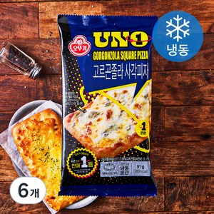 오뚜기 UNO 고르곤졸라 사각피자 (냉동), 91g, 6개